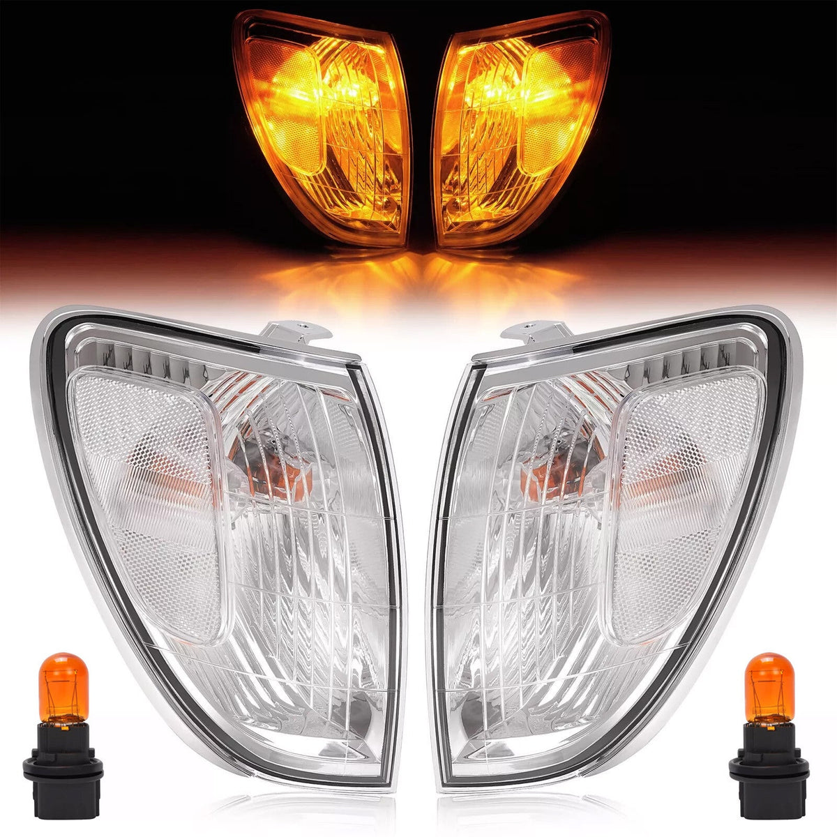Pair For Toyota Land Cruiser 1998-2004 Front Corner Lights Lamps Clear W/bulbs