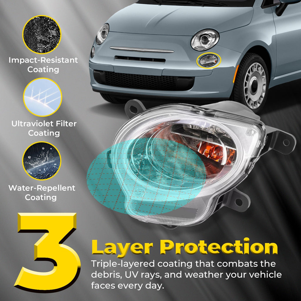 For Fiat 500 2012-2017 Turn Signal Light Left w/Bulb& Chrome Trim Parking Lamp