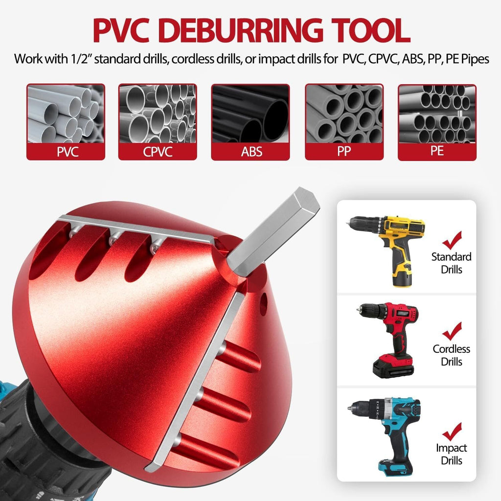 2 in 1 Inner-Outer PVC Deburring Tool PVC Chamfer Tool for PVC, CPVC, ABS, PP,PE