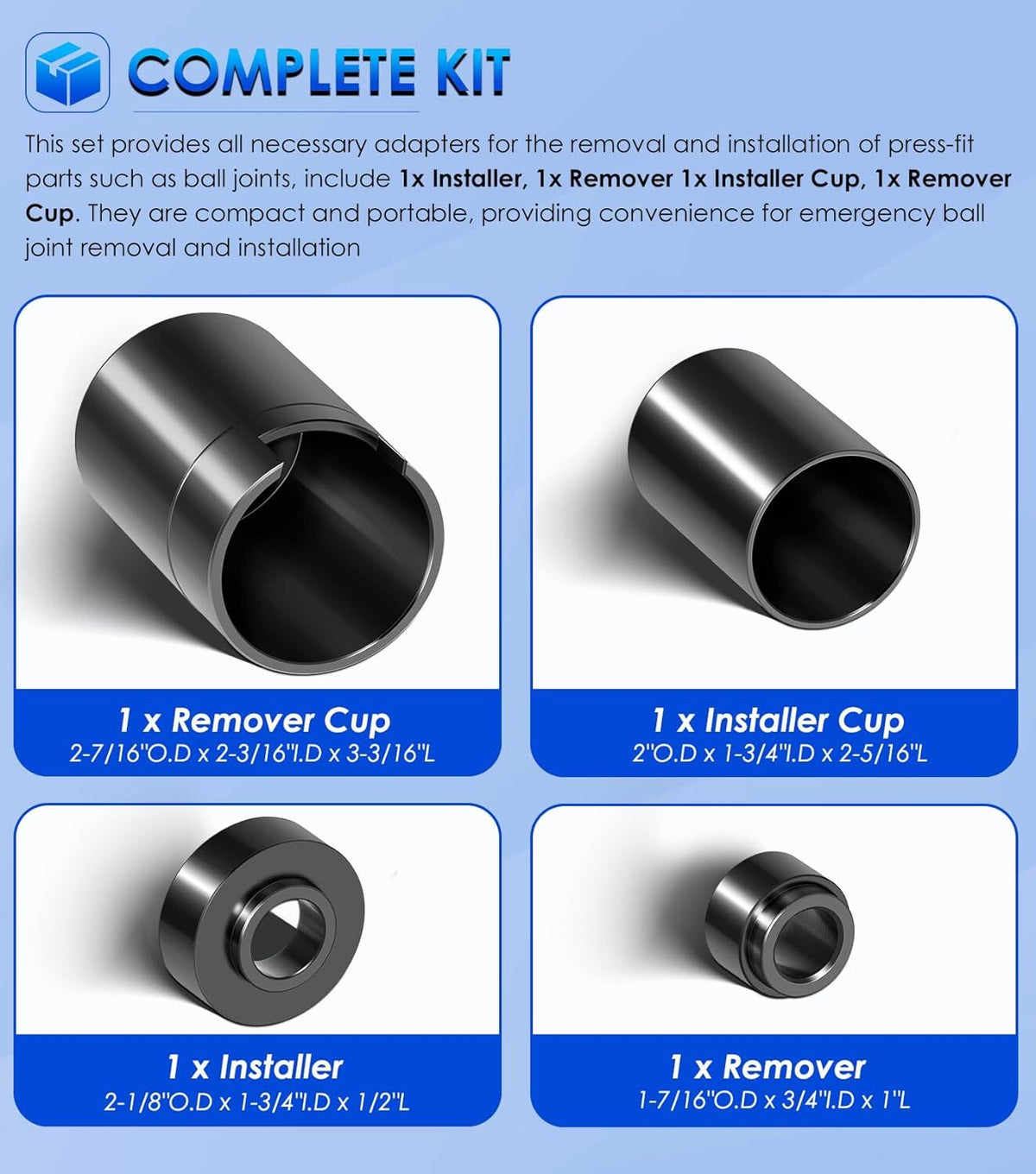 Ball Joint Service Adapter Tools Kit 7894 for Jeep Wrangler & Dodge Ram Trucks