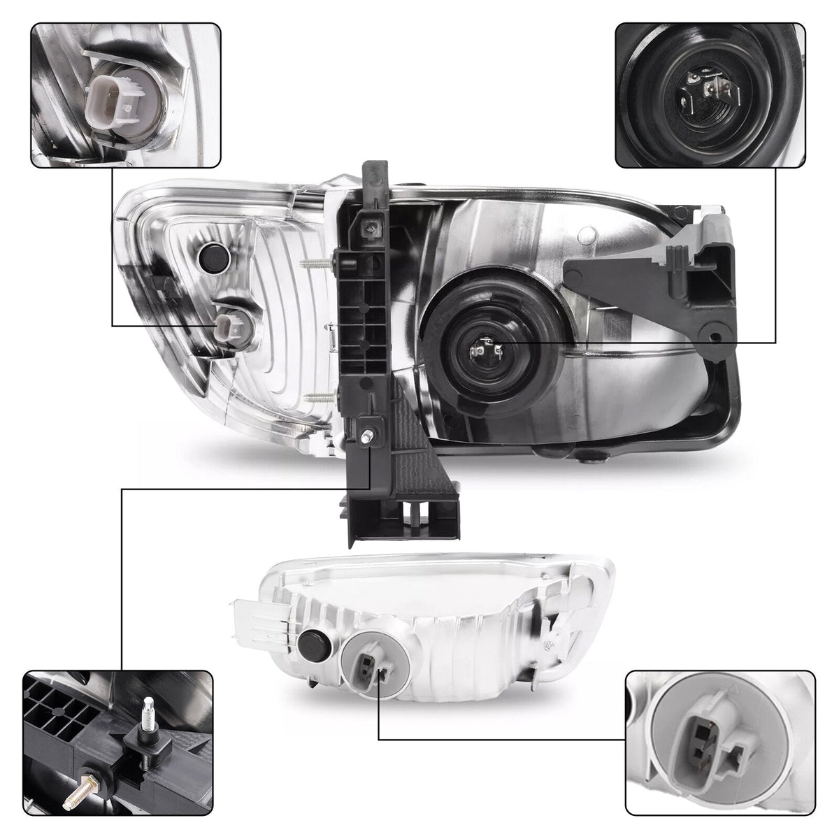 Pair Headlights Corner Signal Lights Lamp w/All Bulbs For Toyota Tacoma 2001-04