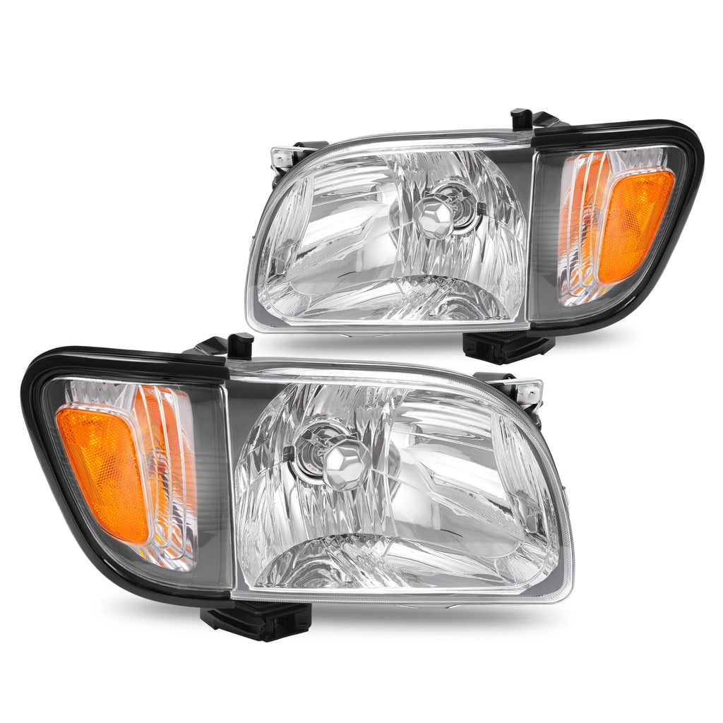 For 2001 2002 2003 2004 Toyota Tacoma White Headlights & Black Corner Light 4Pcs