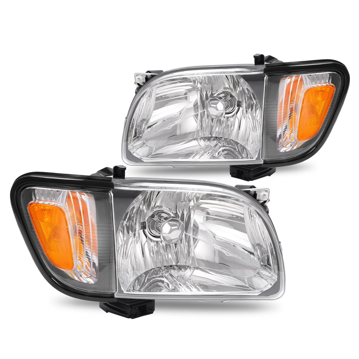 For 2001 2002 2003 2004 Toyota Tacoma White Headlights & Black Corner Light 4Pcs