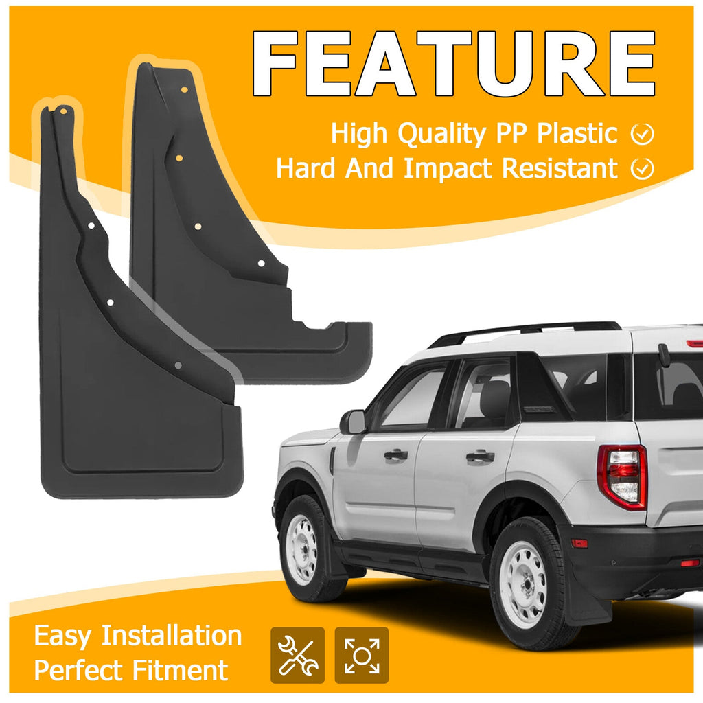 Front & Rear Mud Flaps Splash Guards Set of 4 For Ford Bronco Sport 2021 22 2024