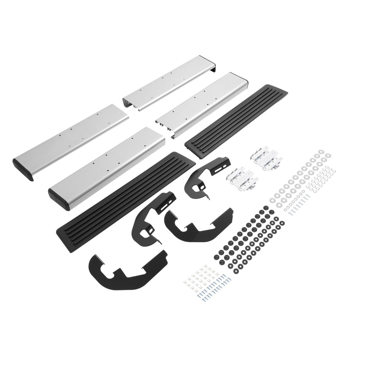 Side Step Bar Running Boards Silver+Black For 19-25 Silverado Sierra Regular Cab