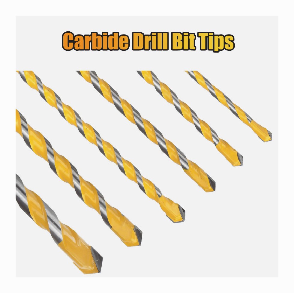 Masonry Concrete Drill Bit Set 1/4 Inch Hex Shank Carbide Tips 3/8"-5/32"