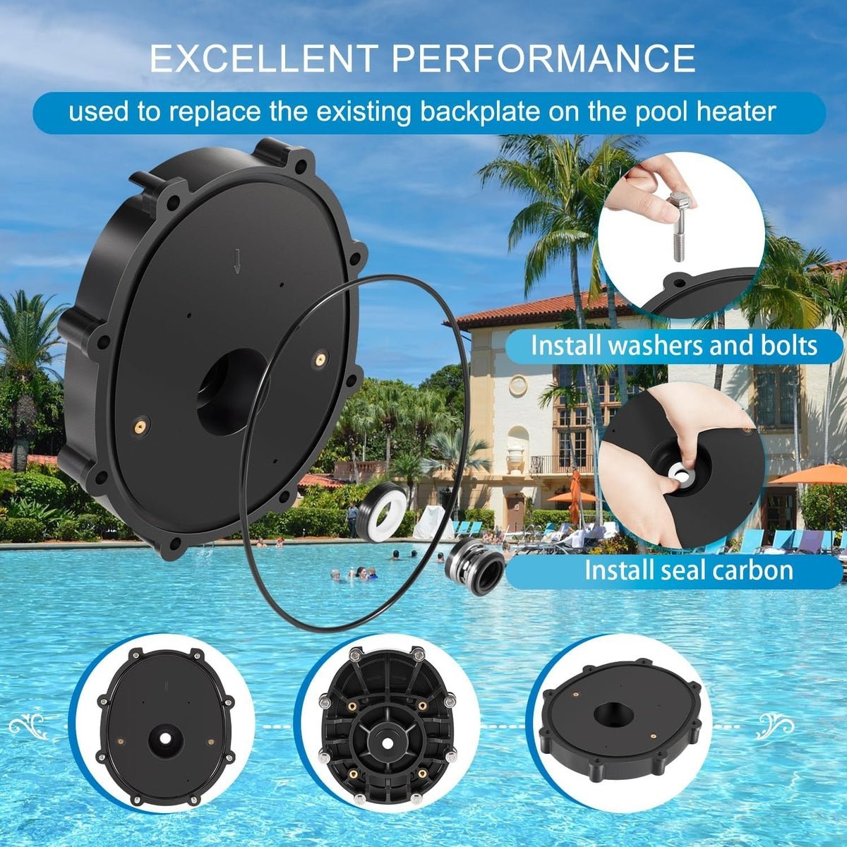 Replace R0445200 Backplate Kits for Zodiac Jandy Pool & Spa Pumps ePump, Stealth