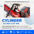 5.0" Bore x 2.0" Rod Cylinder Hydraulic Log Splitter Cylinder Rebuild Seal Kit