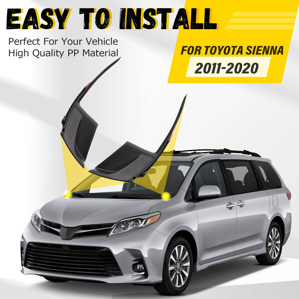 2pcs Windshield Wiper Cowl Extension Cover Trim Panel Fits Toyota Sienna 2011-20
