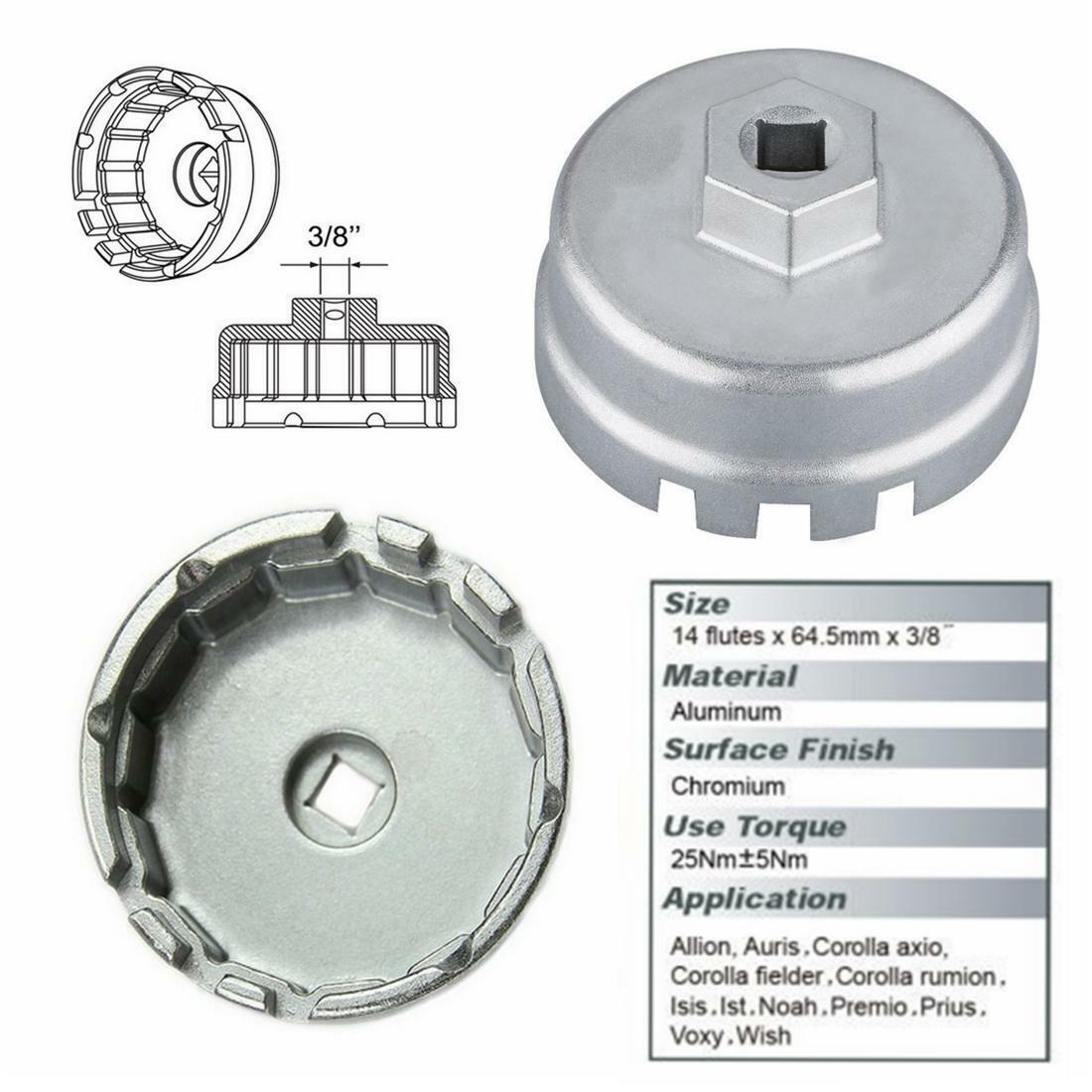 Oil Filter Wrench 64.5mm 14 Flutes for Toyota Camry Corolla Matrix Prius Rav4