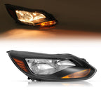 Black Right Passenger Side Headlight Clear Lens Halogen For Ford Focus 2012-2014