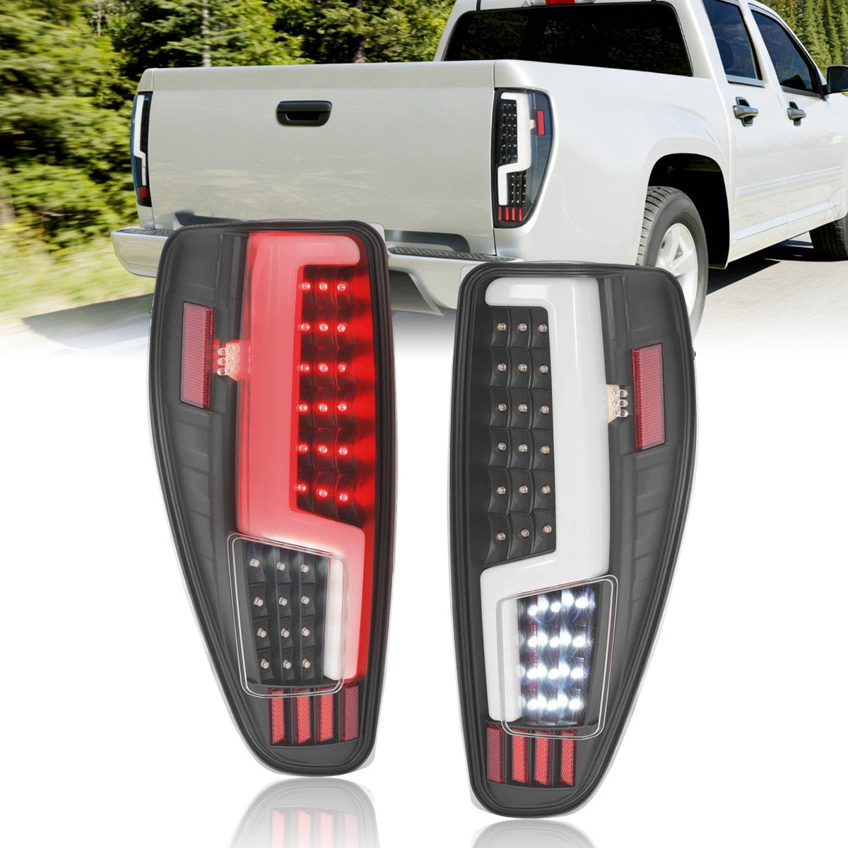 Black For 2004-2012 Chevy Colorado GMC Canyon LED Tube Tail Lights Brake Lamps