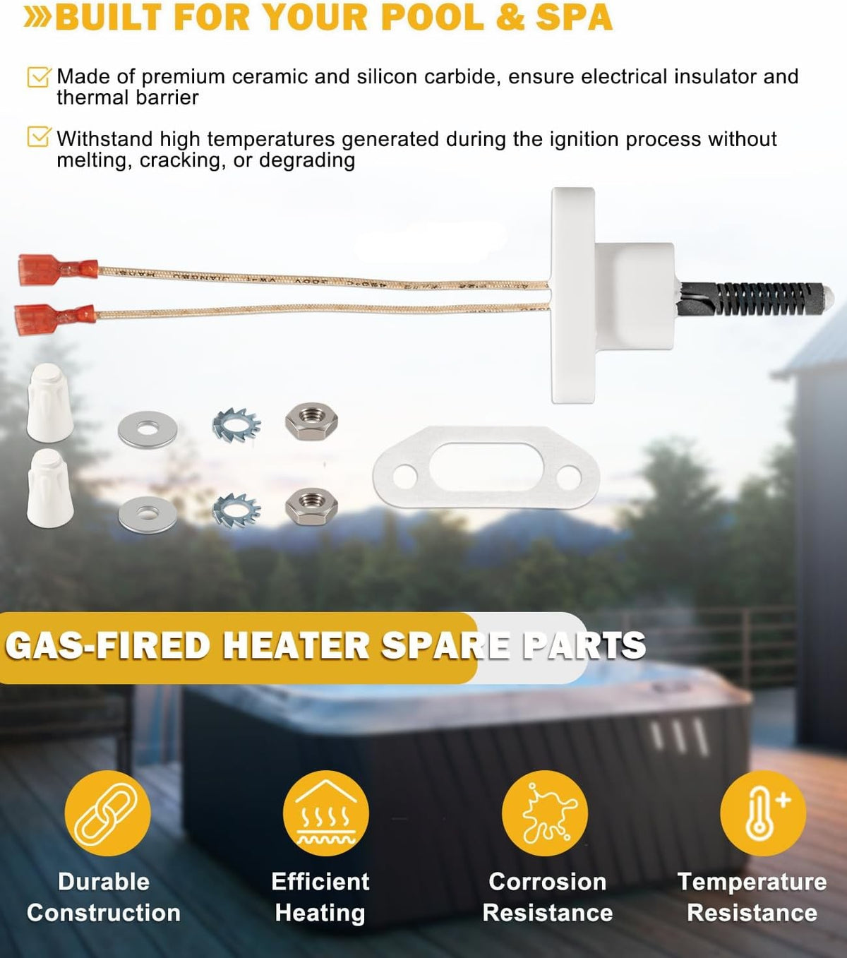 for Zodiac Jandy JXI 200, 260, 400 Pool Spa Heater Surface Igniter Kit R0457502