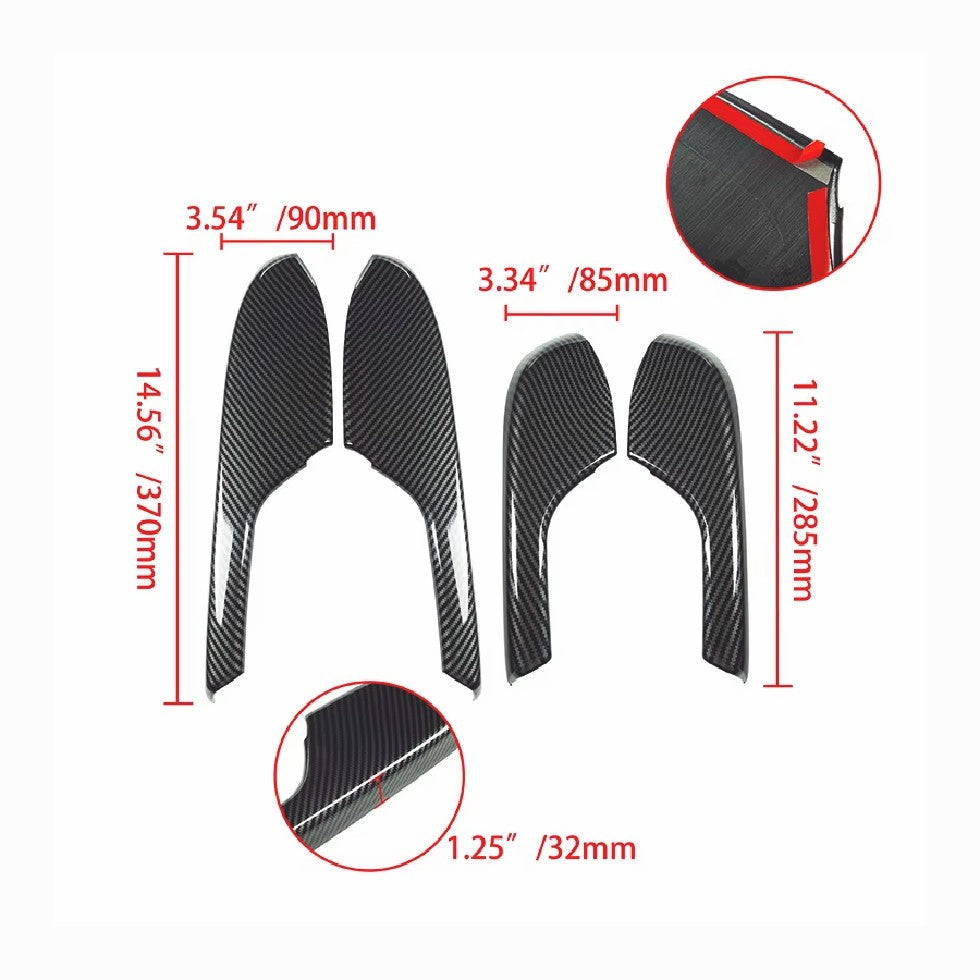 4x For Honda Civic 2016-2020 Carbon Fiber Interior Door Armrest Panel Trim Cover