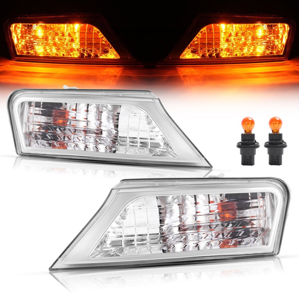Left&Right Clear Marker Signal Corner Parking Lights For Jeep Liberty 2008-2012