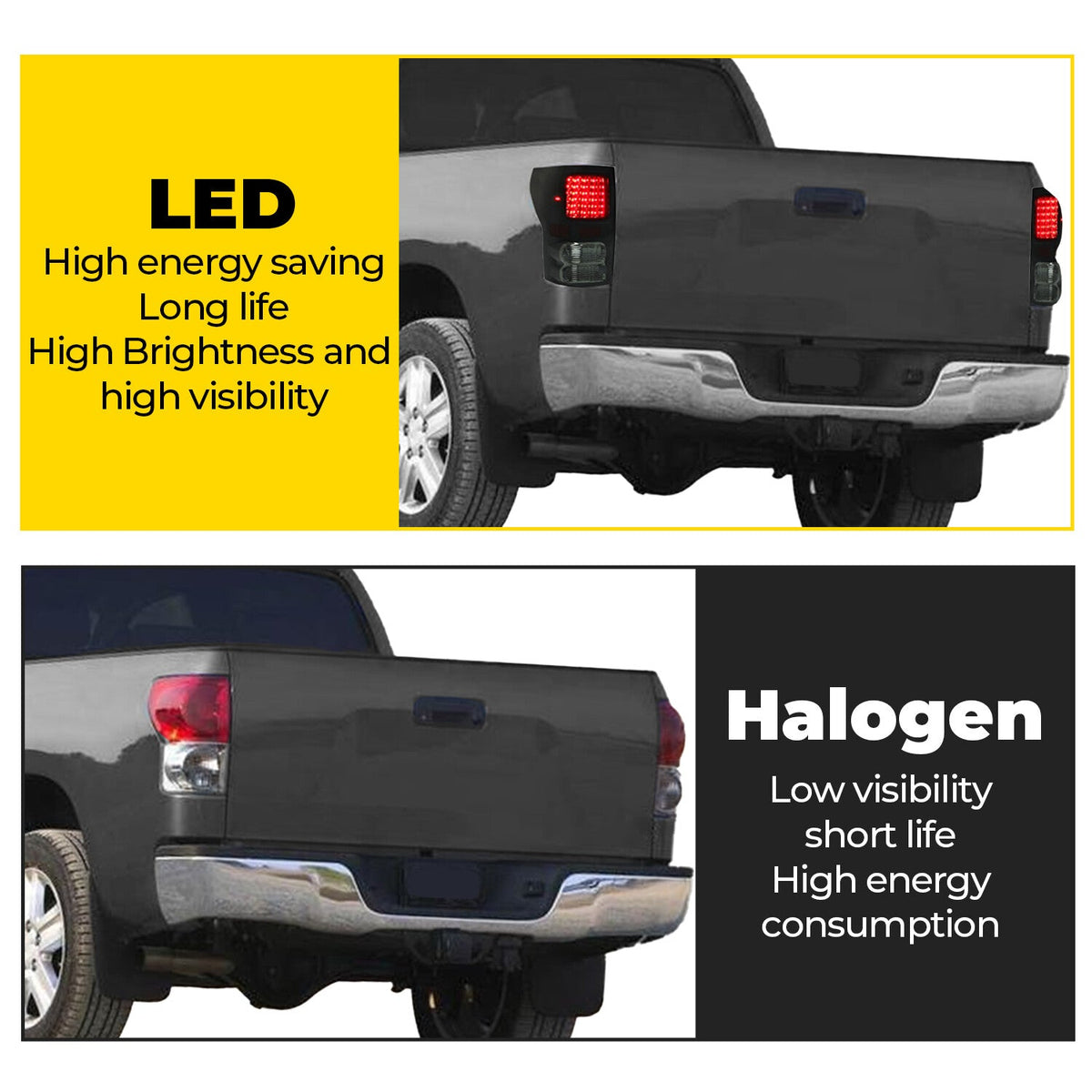 Black Smoke For Toyota Tundra 2007-2013 LED Tail Lights Brake Lamps Left+Right