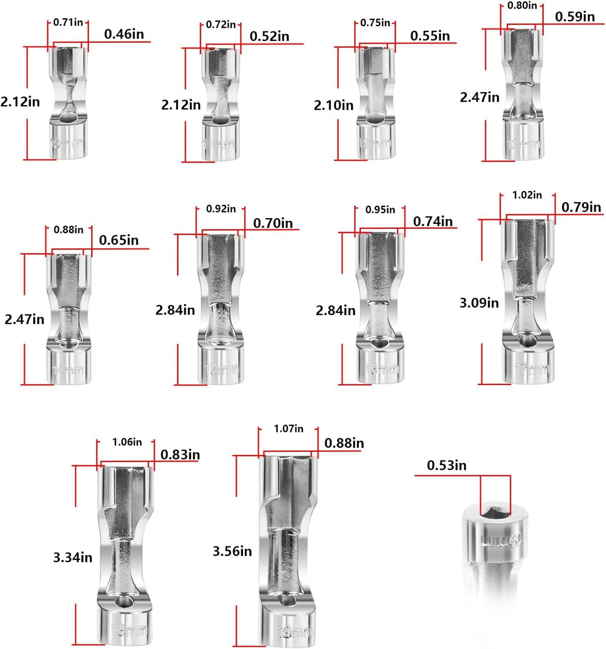 for 12030 Flare Nut Socket Set 10Pcs 3/8" Drive Metric Injector Fuel Line