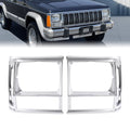 2PCS Set Headlight Door Bezel Trim For Jeep Cherokee 91-96 Comanche 91-92 Chrome