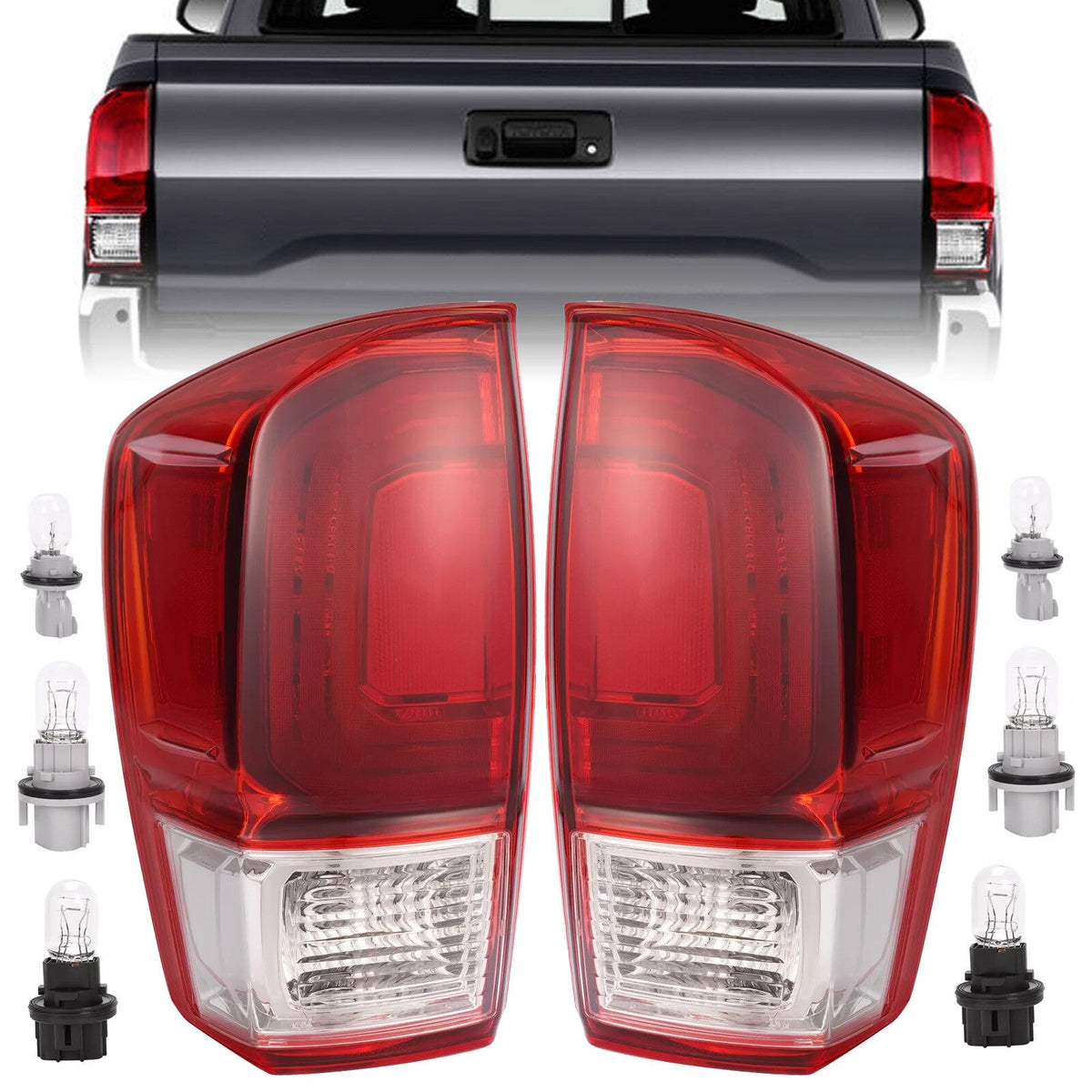 For Toyota Tacoma TRD 2016-2023 Pair Tail Lights Brake Lamp Turn Signal w/Bulb