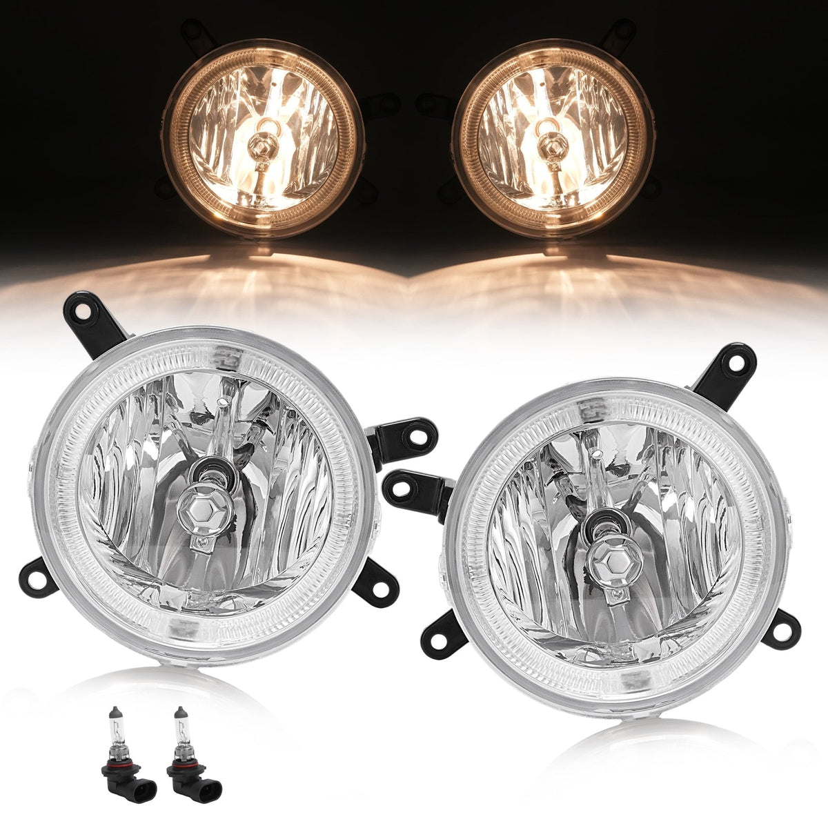 For Ford Mustang GT 2005-2009 Clear Halo Fog Lights Driving Bumper Lamps Pair