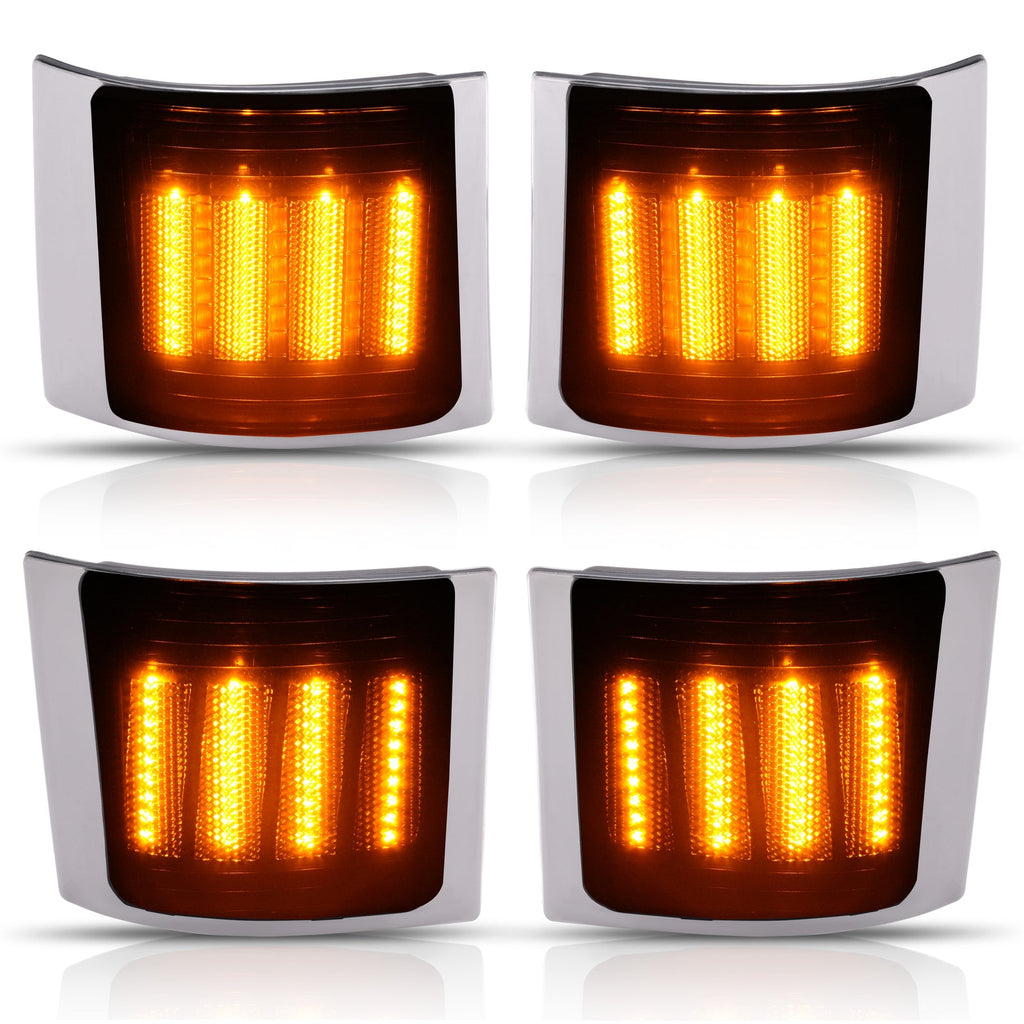 For Chevy C/K 1500 2500 94-99 Smoke Sequential LED Corner Side Marker Lights 4PC