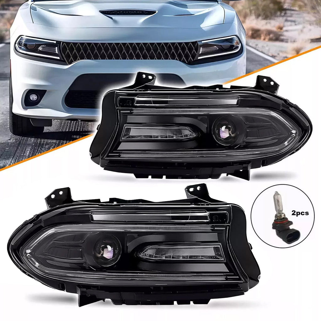 Halogen LED DRL Projector Headlights Headlamp For 2015-2021 22 23 Dodge Charger