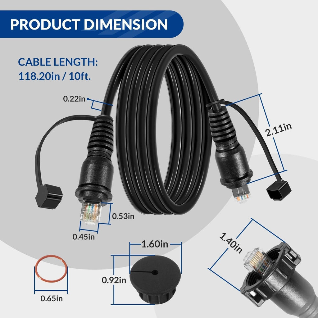 10FT Marine Network Cable for Garmin 010-10550-00, Durable RJ45 Ethernet Cord