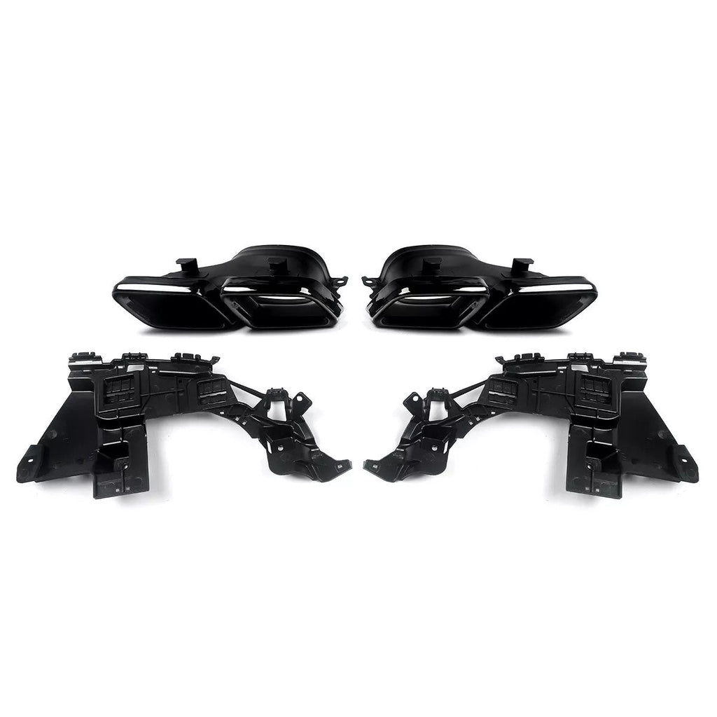 Rear Carbon Fiber Color Bumper Diffuser+Exhaust Tips Fit Benz W205 Sedan 15-18