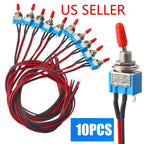 10PCS SPST Mini Toggle Switch Wires On/Off Metal Small Automotive/Boat/Car/Truck