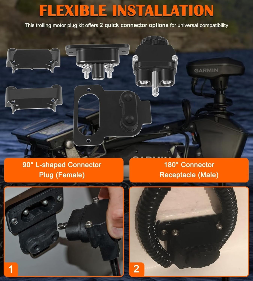 for Marine 12-48V DC Trolling Motor Plug and Receptacle Parts Kit 027-0004-Kit