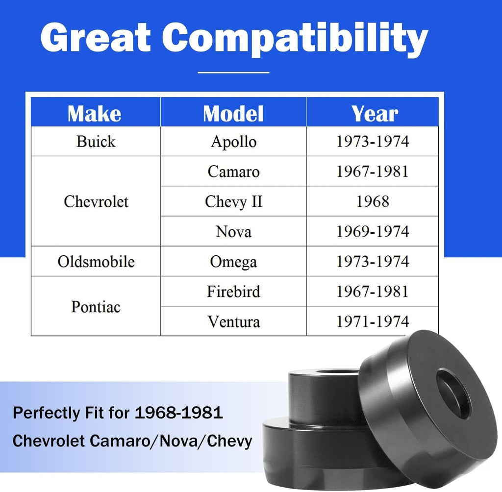 134-10005 Billet Aluminum Body Mount Bushings for 1968-1981 Camaro Nova Chevy II