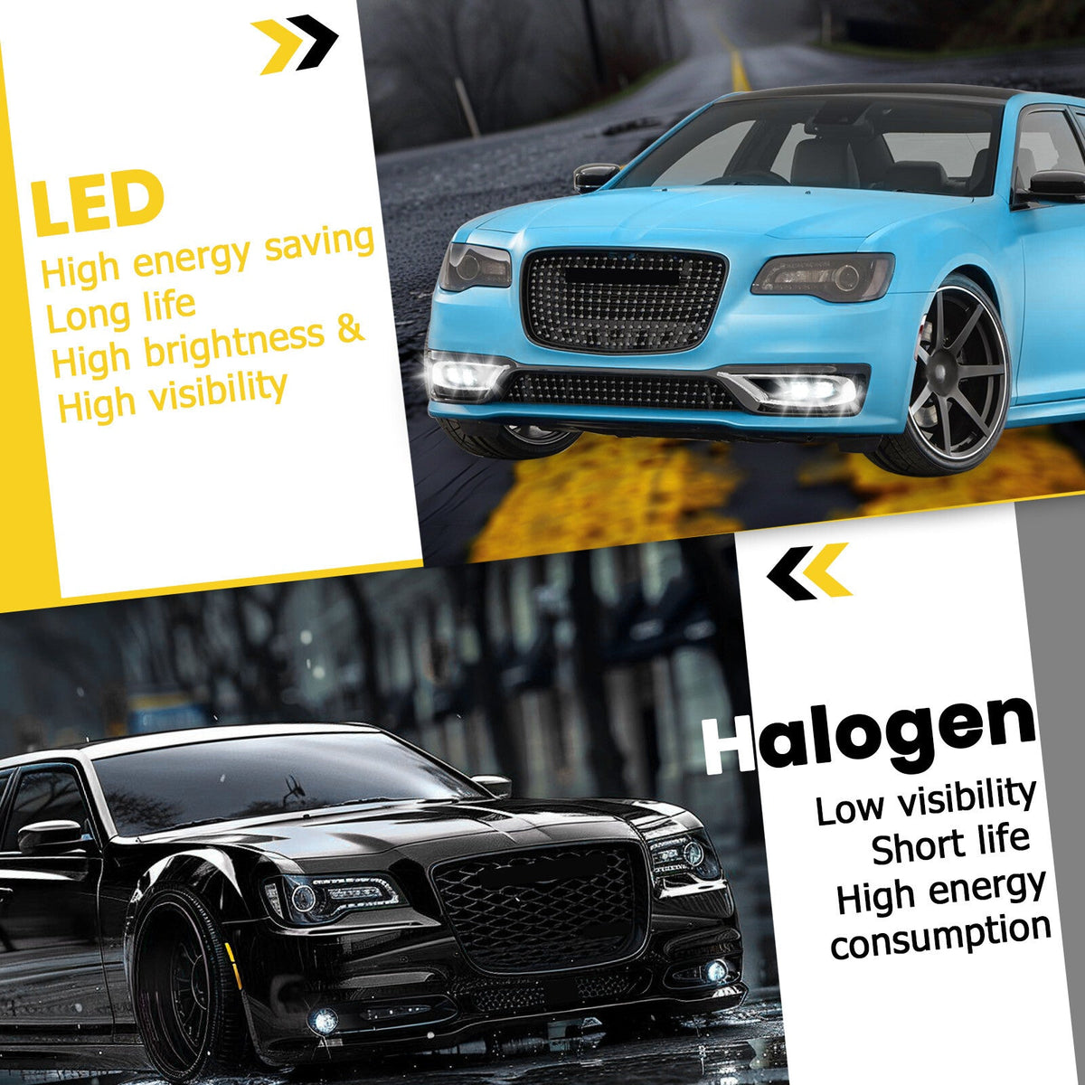 Pair LED Chrome Fog Lights Driver Passenger Side For Chrysler 300 2015-2024 2021