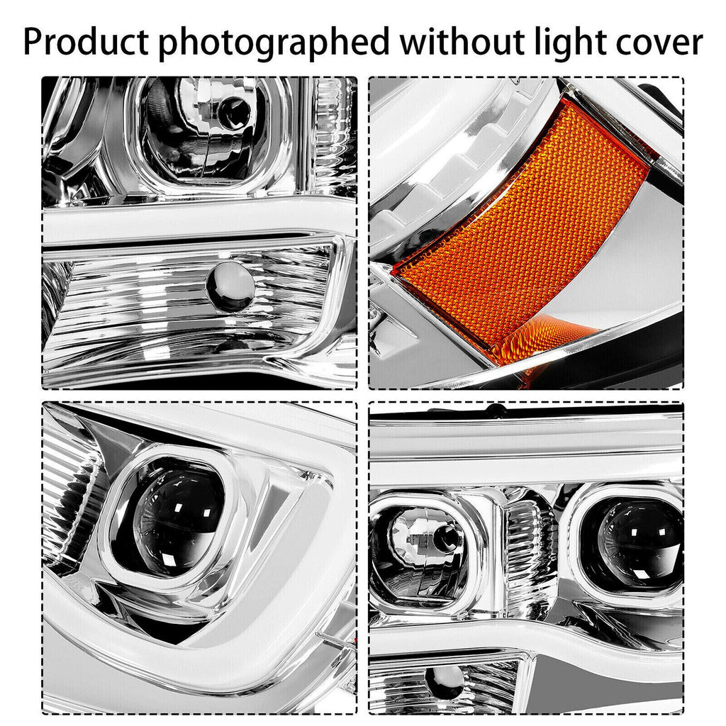 DOT Chrome LED Tube Projector Headlights HeadLamps For Toyota Tacoma 2005-2011