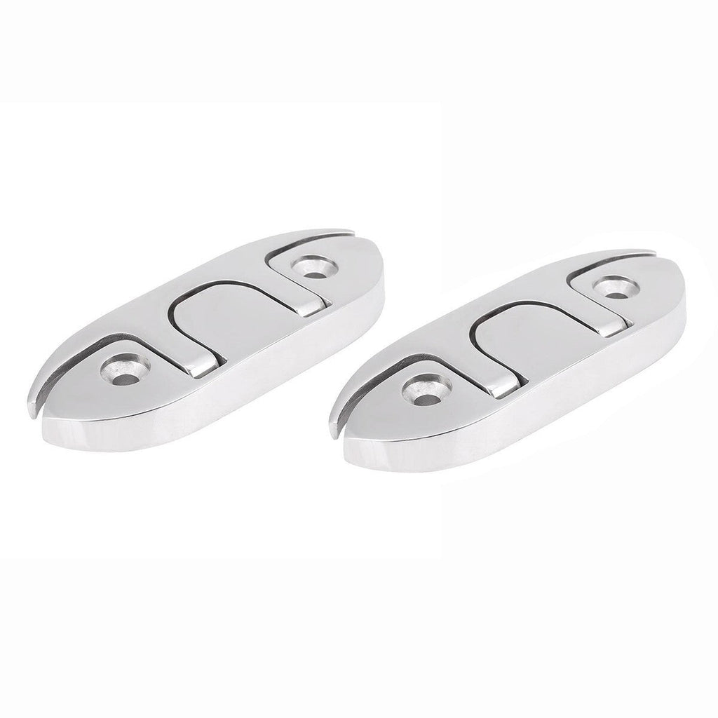 2 Pack Heavy Duty 4-3/4" Flush Mount Stainless Steel Flip Up Boat Cleat