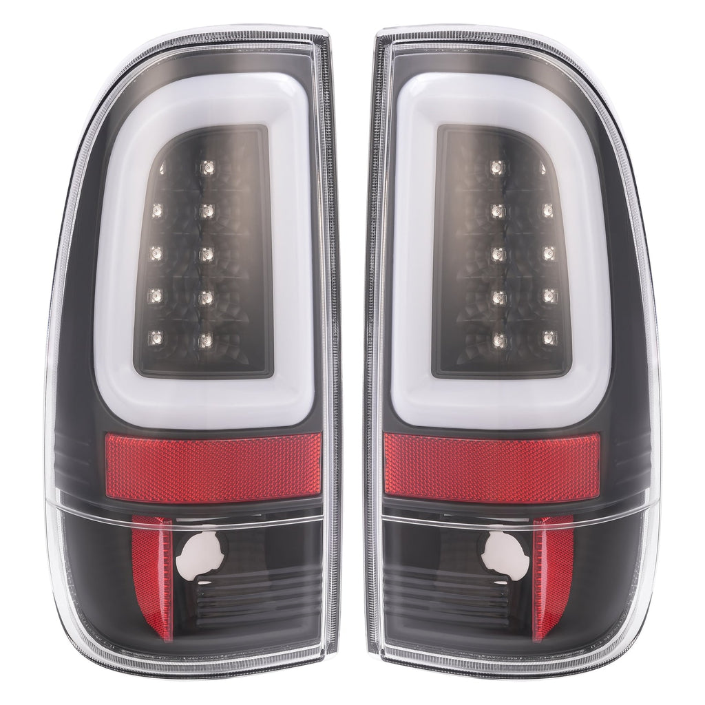 Black For 1997-2003 Ford F150 99-07 F250 F350 SD LED Tube Tail Lights Brake Lamp