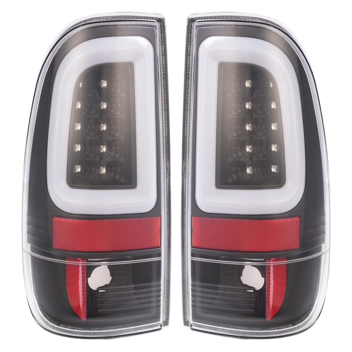 Black For 1997-2003 Ford F150 99-07 F250 F350 SD LED Tube Tail Lights Brake Lamp