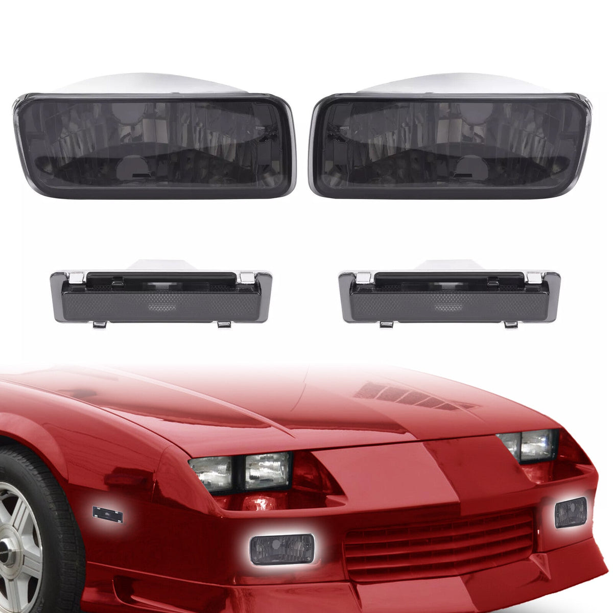 Smoke Bumper Turn Signal Lights&Side Marker Lights For Chevrolet Camaro 85-92