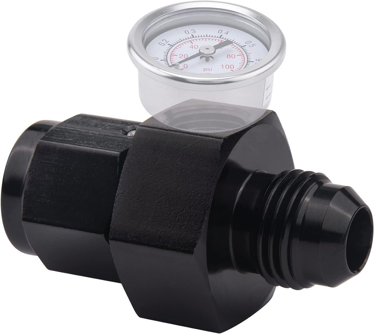 6AN Male to 6AN Female Fitting With 1/8NPT Gauge Port Hose Adapter Fuel Pressure
