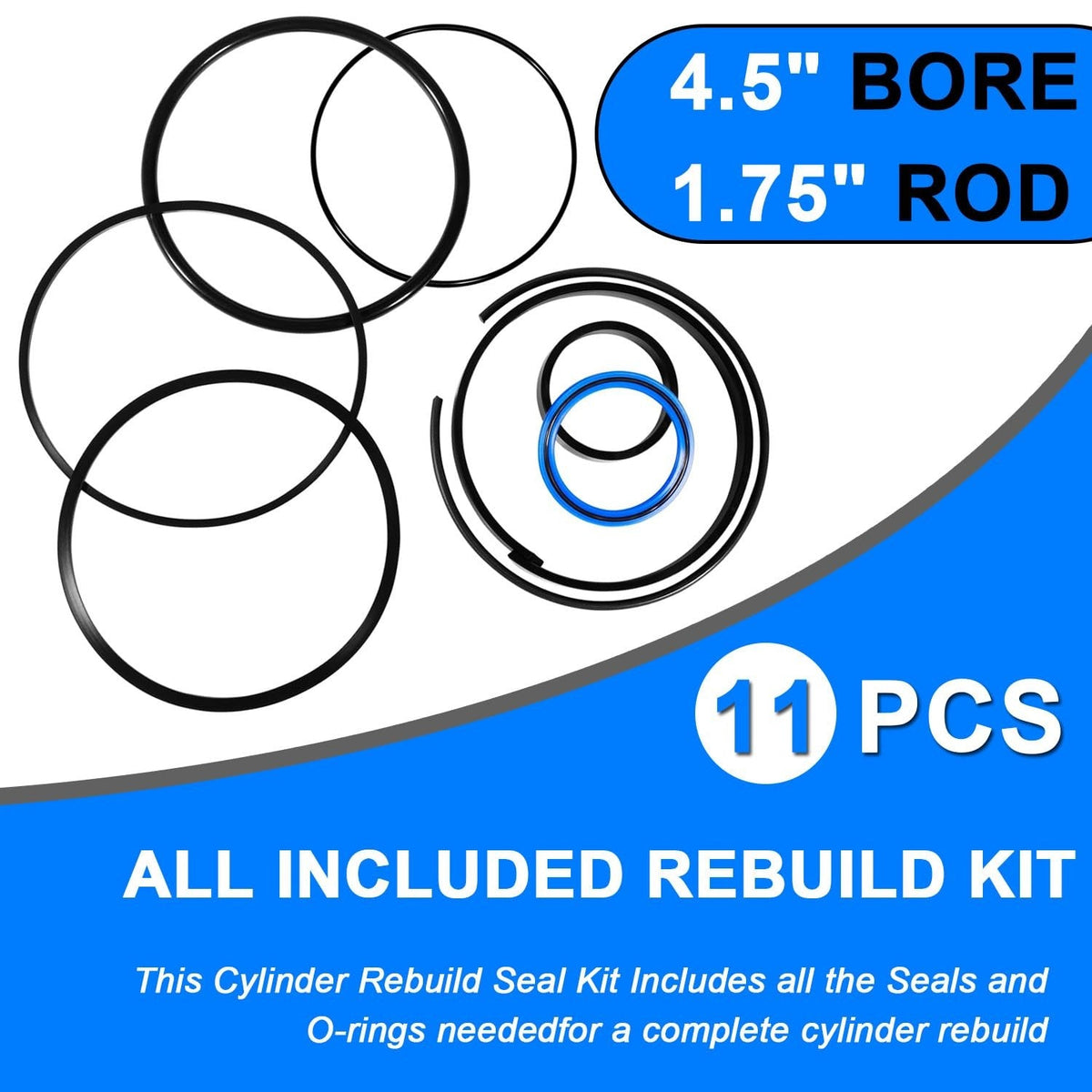 4.5" Bore x 1.75" Rod Cylinder Hydraulic Log Splitter Cylinder Rebuild Seal Kit