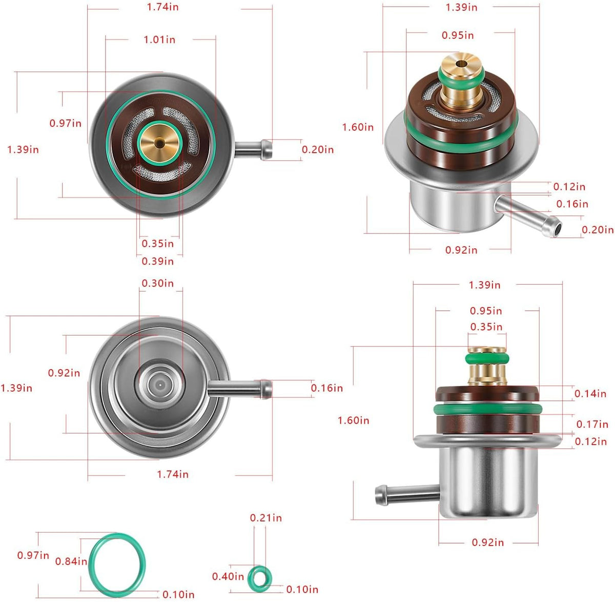 Fuel Pressure Regulator for Volvo Penta Mercruiser 4.3 5.0 5.7 6.2L Engines