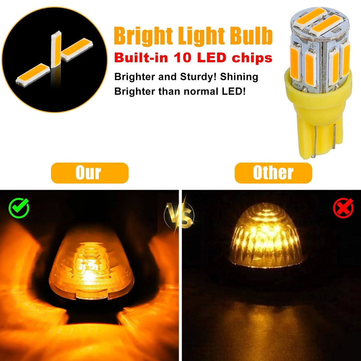 5Pcs For Ford F-250 F-350 F450 Super Duty Smoke LED Cab Roof Lights Marker Amber