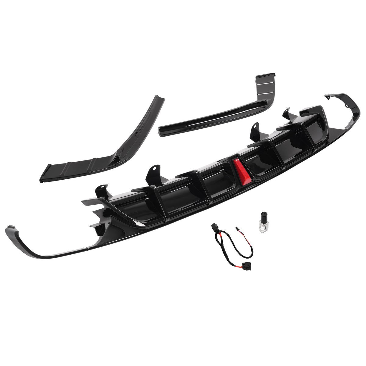 Fits 2018-2022 Honda Accord NEW Rear Bumper Diffuser & Light Glossy Black Trim
