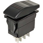 12981 Contura Rocker Switch Cover with Red Bar Lenses DPDT Black Illuminated