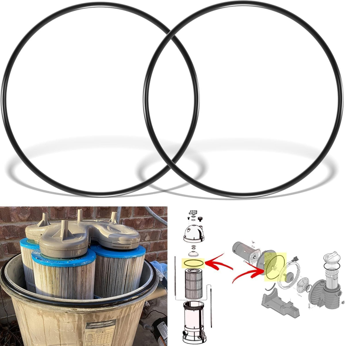 2PCS CX900F O-Ring For Hayward Star-Clear Plus Cartridge Filter C751 C900 C1200