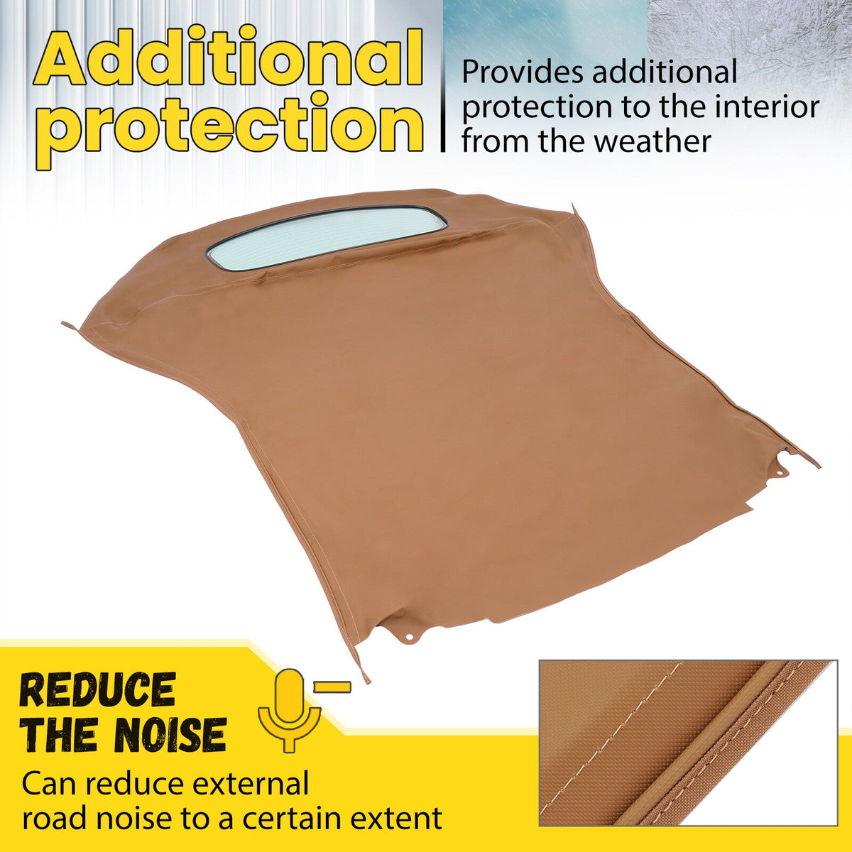 For Toyota Solara 2004-2009 Brown Convertible Soft Top & Heated Glass Window
