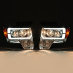 Projector Headlight Assembly Fit Ford F150 F-150 2009-2014 Chrome DRL LED Tube