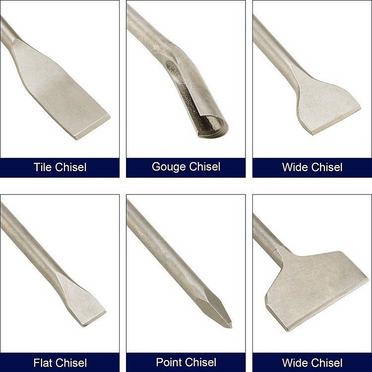 SDS Plus Hammer Drill Chisel Set, Rotary Hammer Bits for Tile Masonry Concrete