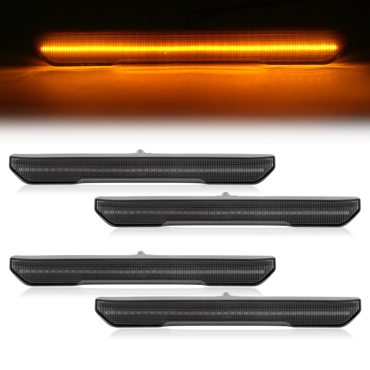4PCs Smoke Lens Amber LED Side Marker Light For GMC Sierra 2500 3500 HD 2020+