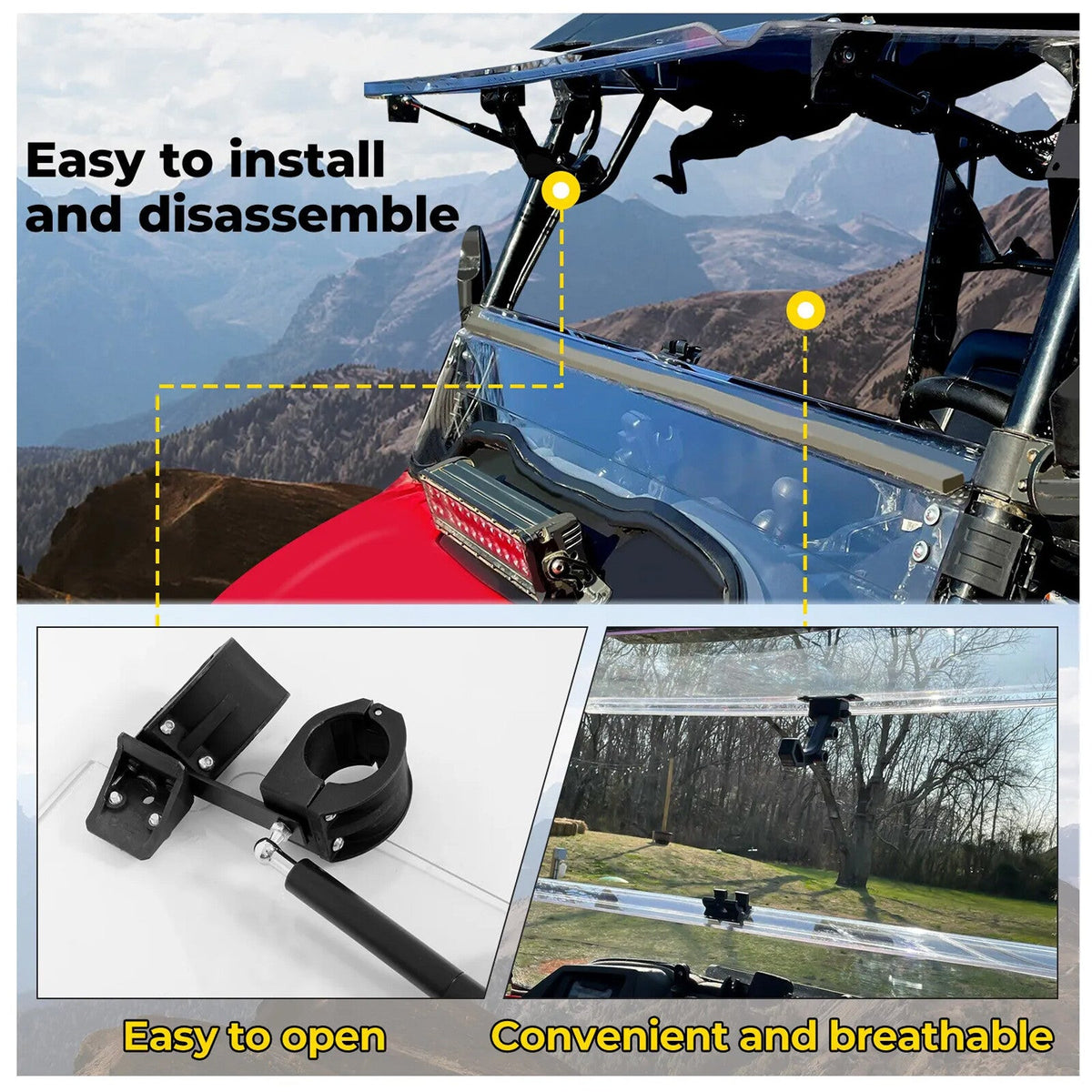Upgraded 2-IN-1 Flip Windshield Scratch Resistant For Honda Pioneer 700 14-26