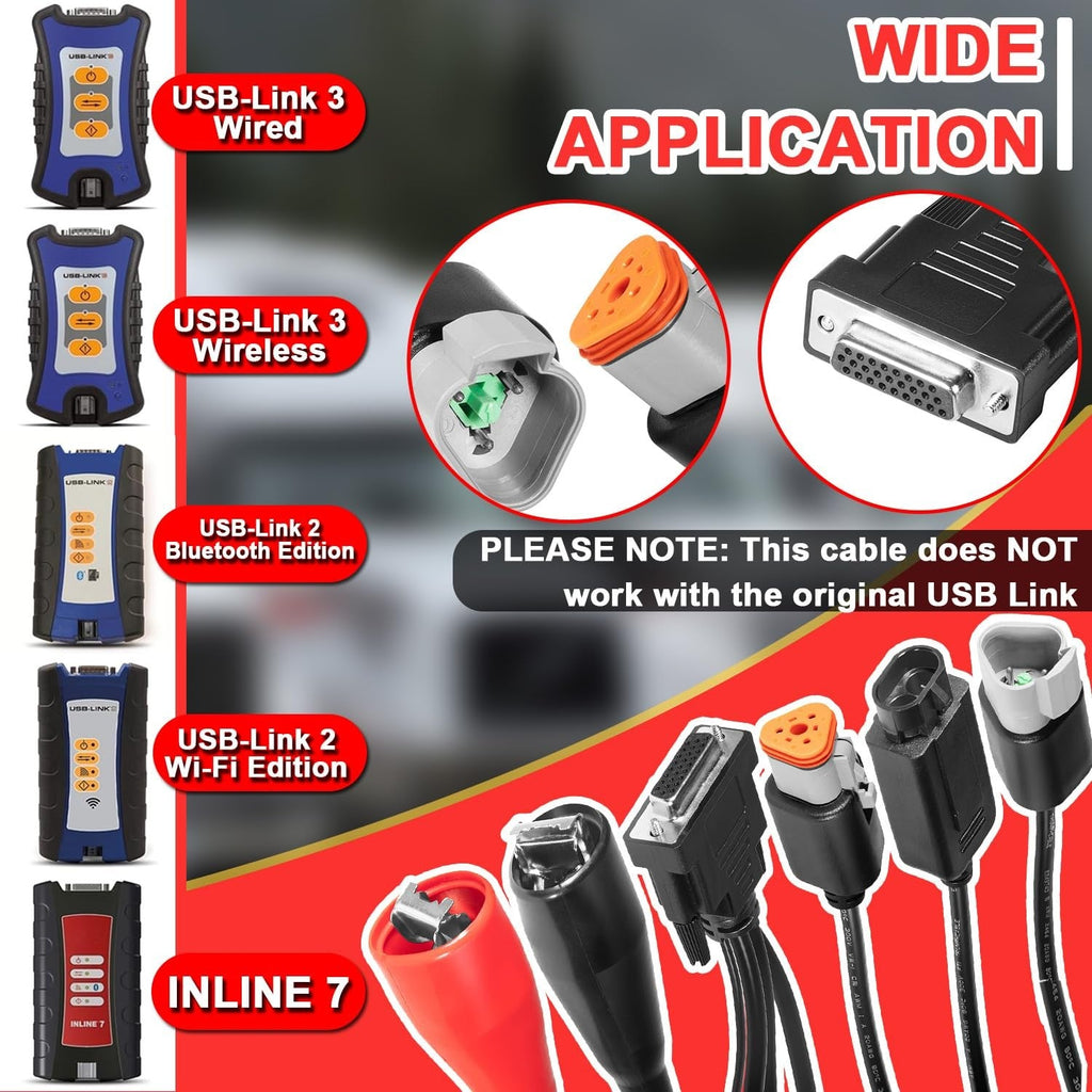 493033 3-Pin Deutsch 2-Pin Cummins Adapter For Nexiq USB Link 2&3, Cummins J1939
